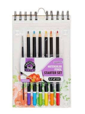 Crafter's Closet Watercolor Pencil Set with Sketchbook